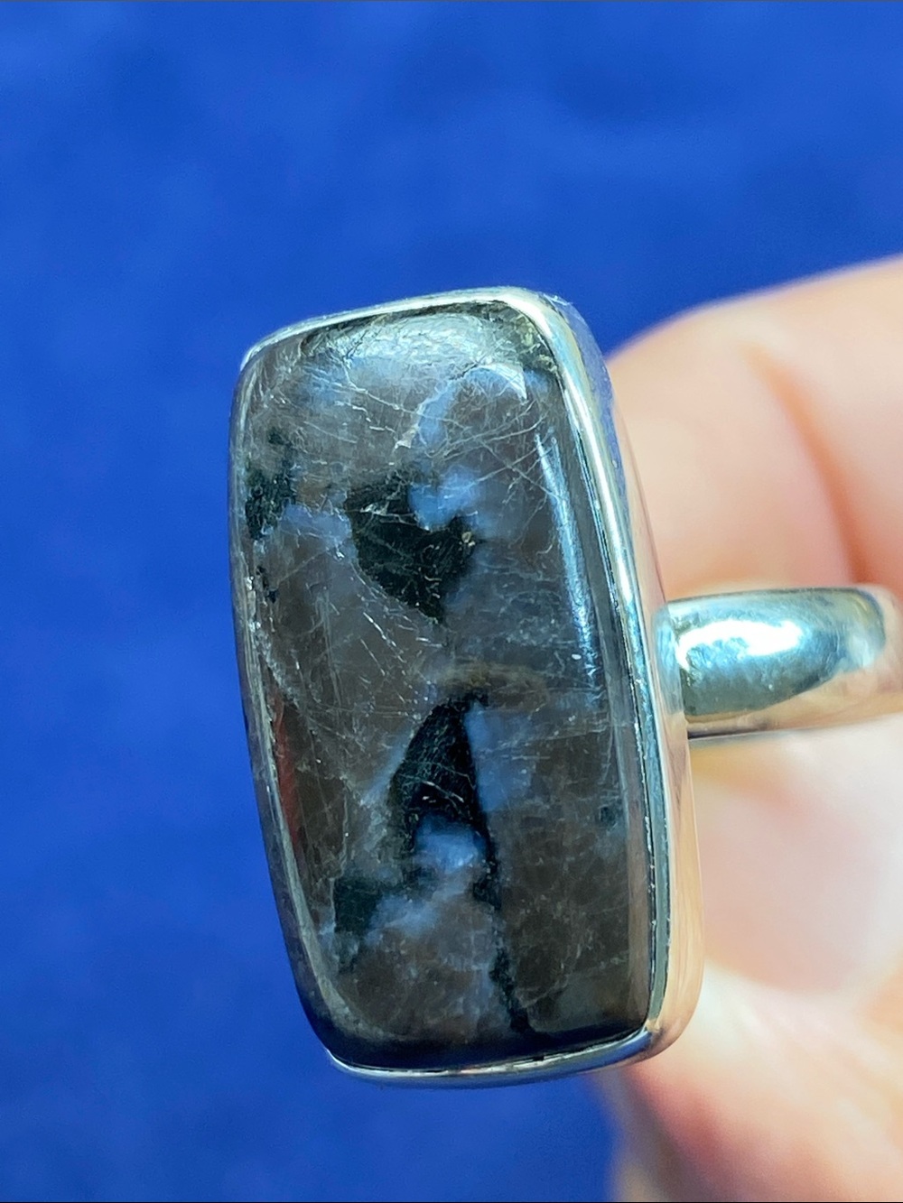 MYSTIC MERLINITE CRYSTAL IN SOLID STERLING SILVER RING SIZE 8